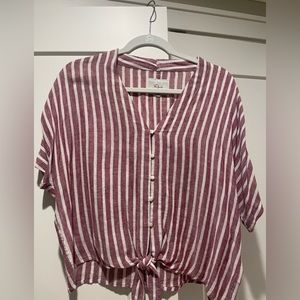 Rails size small button down T-shirt. Red and white. Breezy. Paid 100